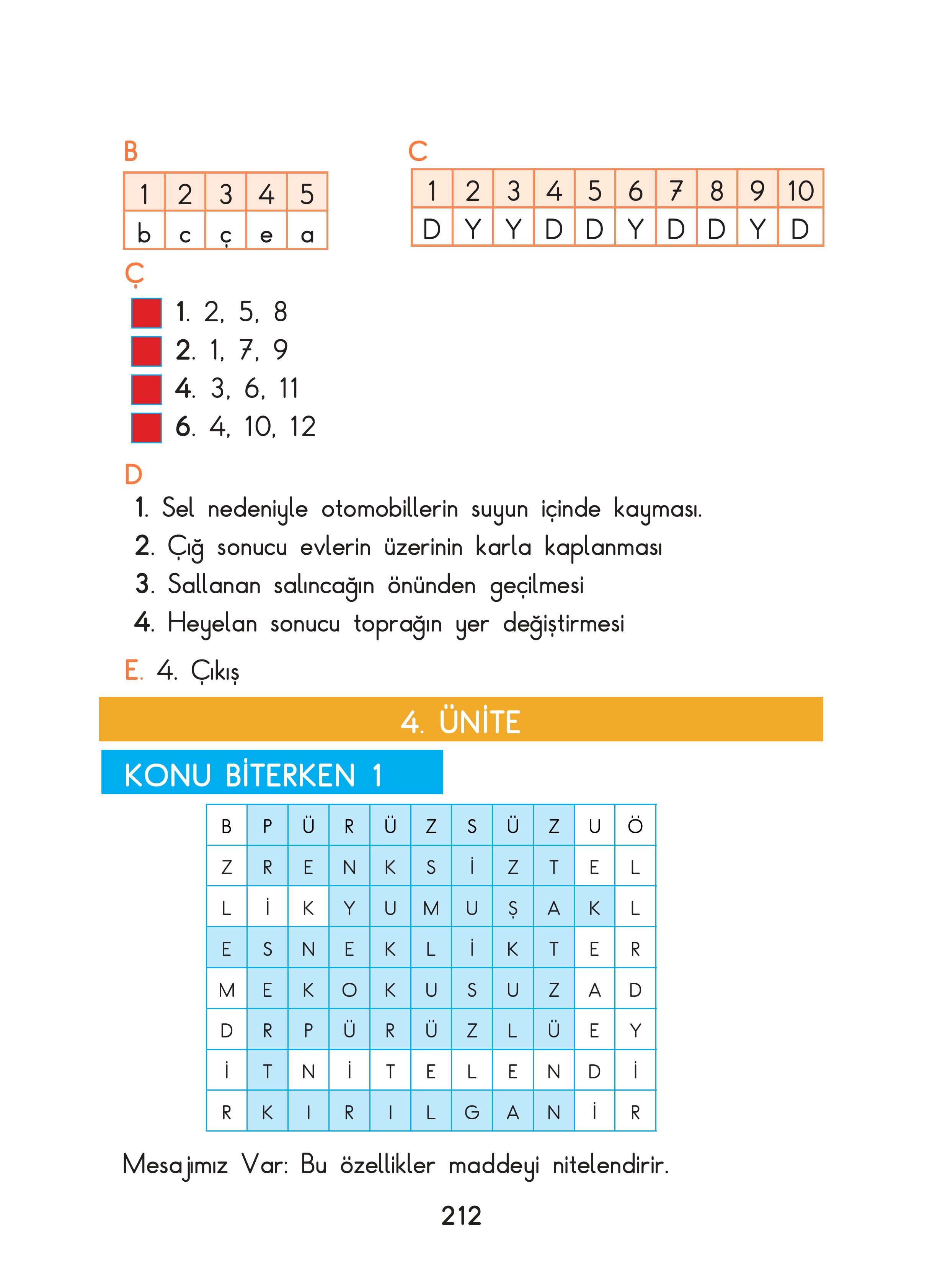 3. Sınıf Sdr Dikey Yayıncılık Fen Bilimleri Ders Kitabı Sayfa 212 Cevapları