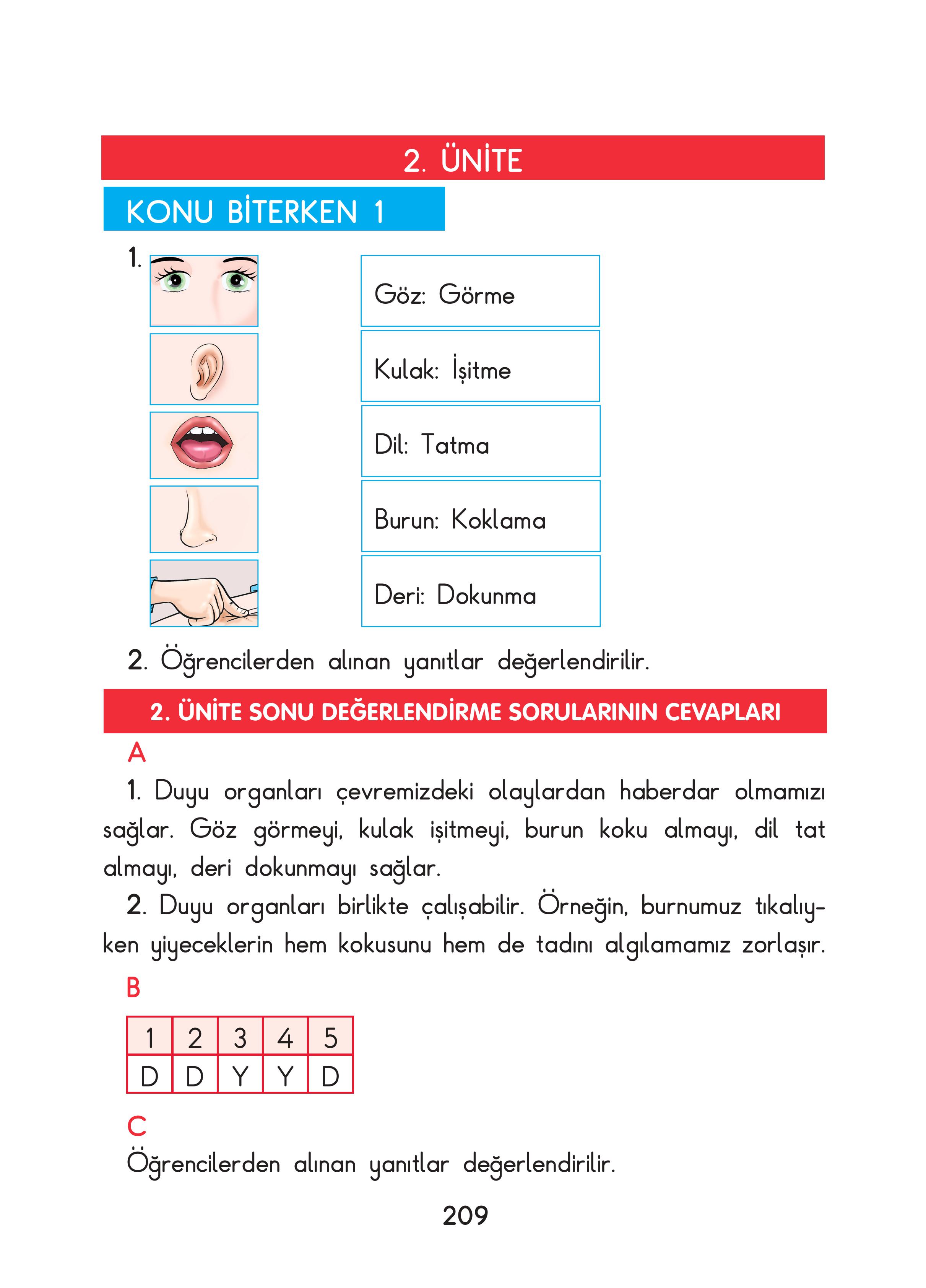 3. Sınıf Sdr Dikey Yayıncılık Fen Bilimleri Ders Kitabı Sayfa 209 Cevapları