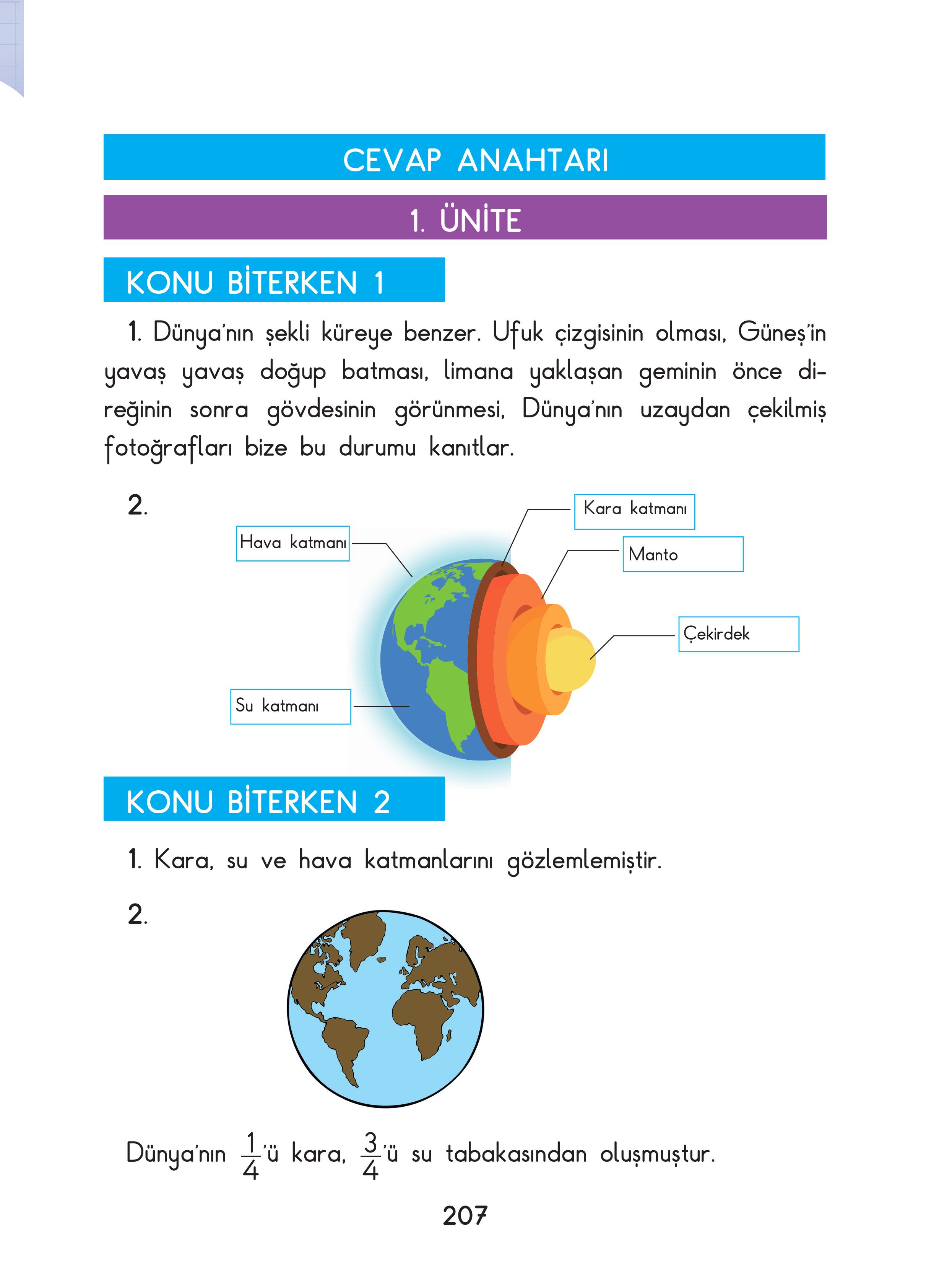 3. Sınıf Sdr Dikey Yayıncılık Fen Bilimleri Ders Kitabı Sayfa 207 Cevapları