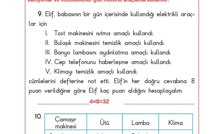 3. Sınıf Sdr Dikey Yayıncılık Fen Bilimleri Ders Kitabı Sayfa 205 Cevapları