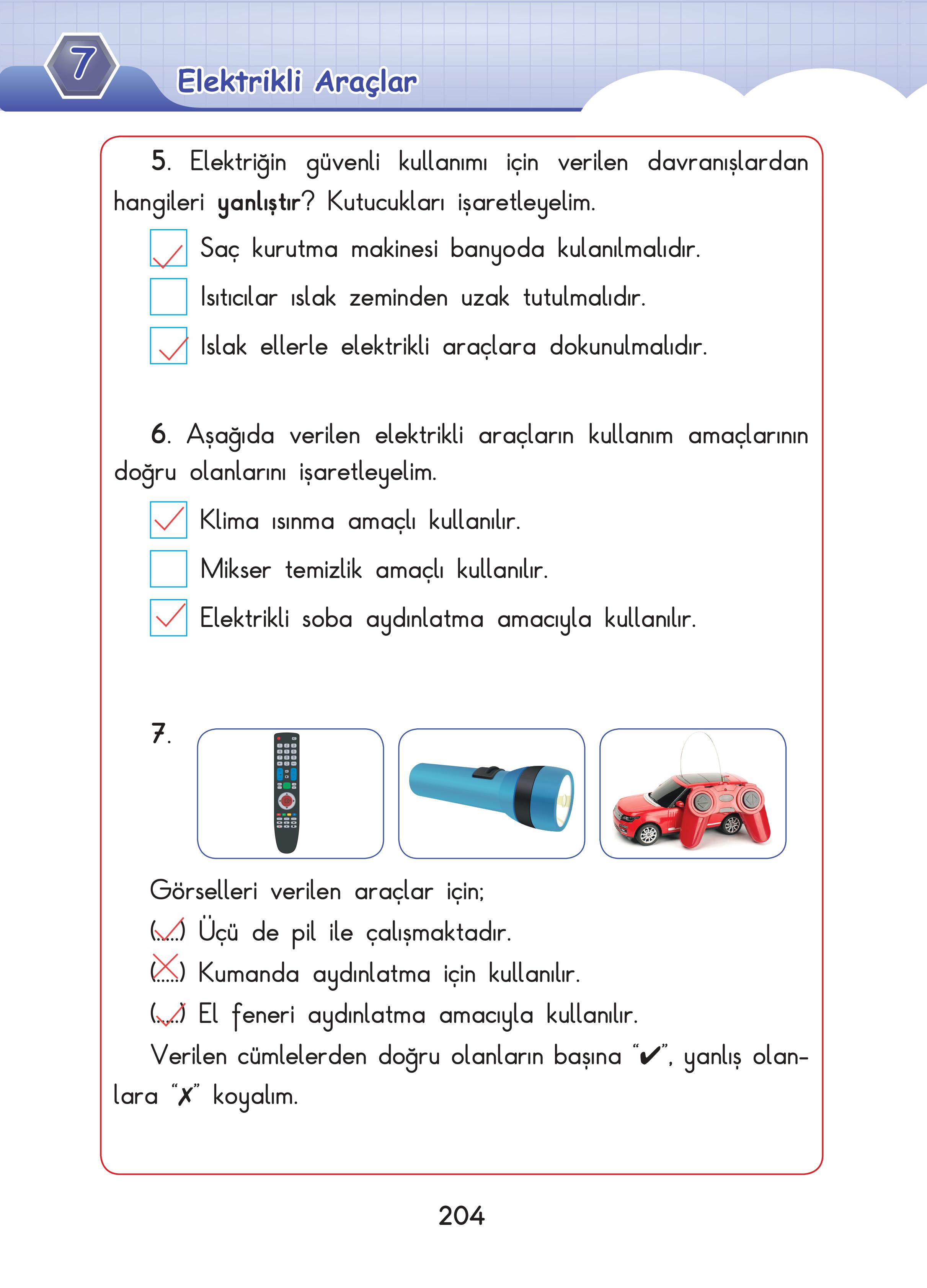 3. Sınıf Sdr Dikey Yayıncılık Fen Bilimleri Ders Kitabı Sayfa 204 Cevapları