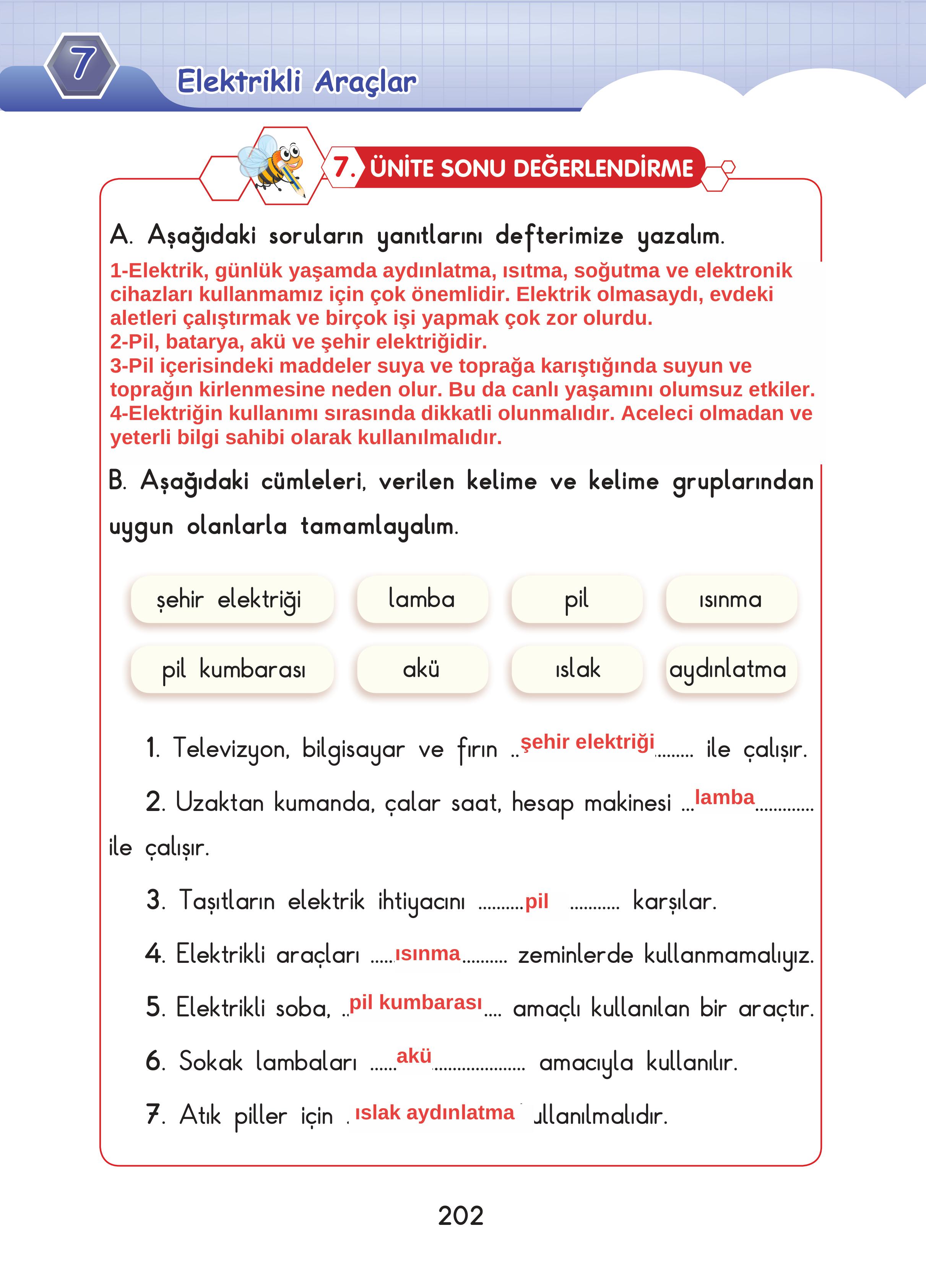 3. Sınıf Sdr Dikey Yayıncılık Fen Bilimleri Ders Kitabı Sayfa 202 Cevapları