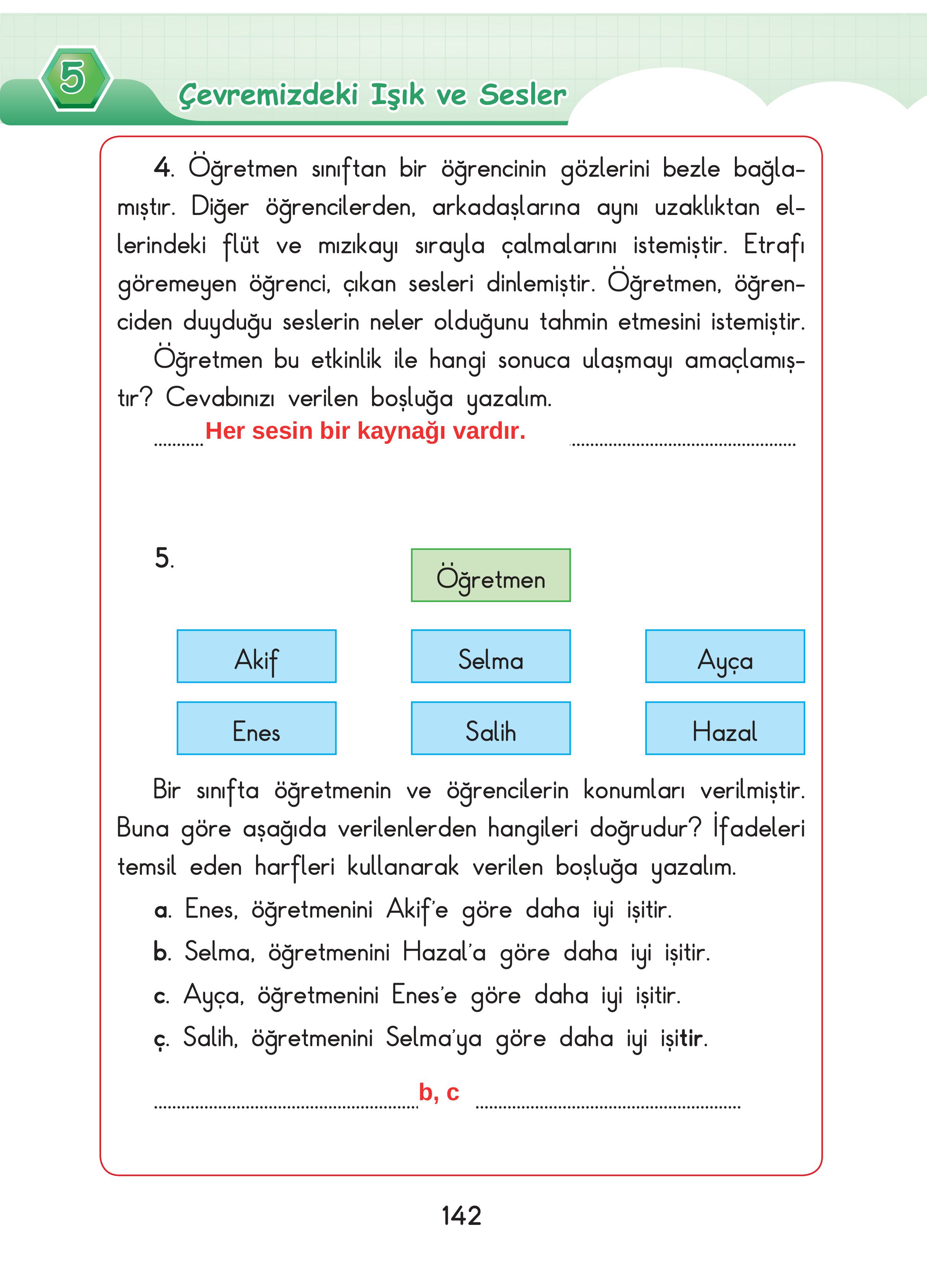 3. Sınıf Sdr Dikey Yayıncılık Fen Bilimleri Ders Kitabı Sayfa 142 Cevapları