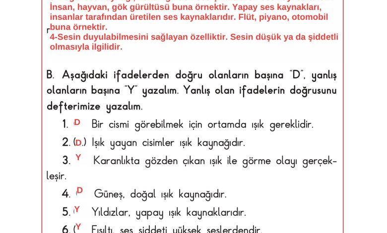 3. Sınıf Sdr Dikey Yayıncılık Fen Bilimleri Ders Kitabı Sayfa 140 Cevapları