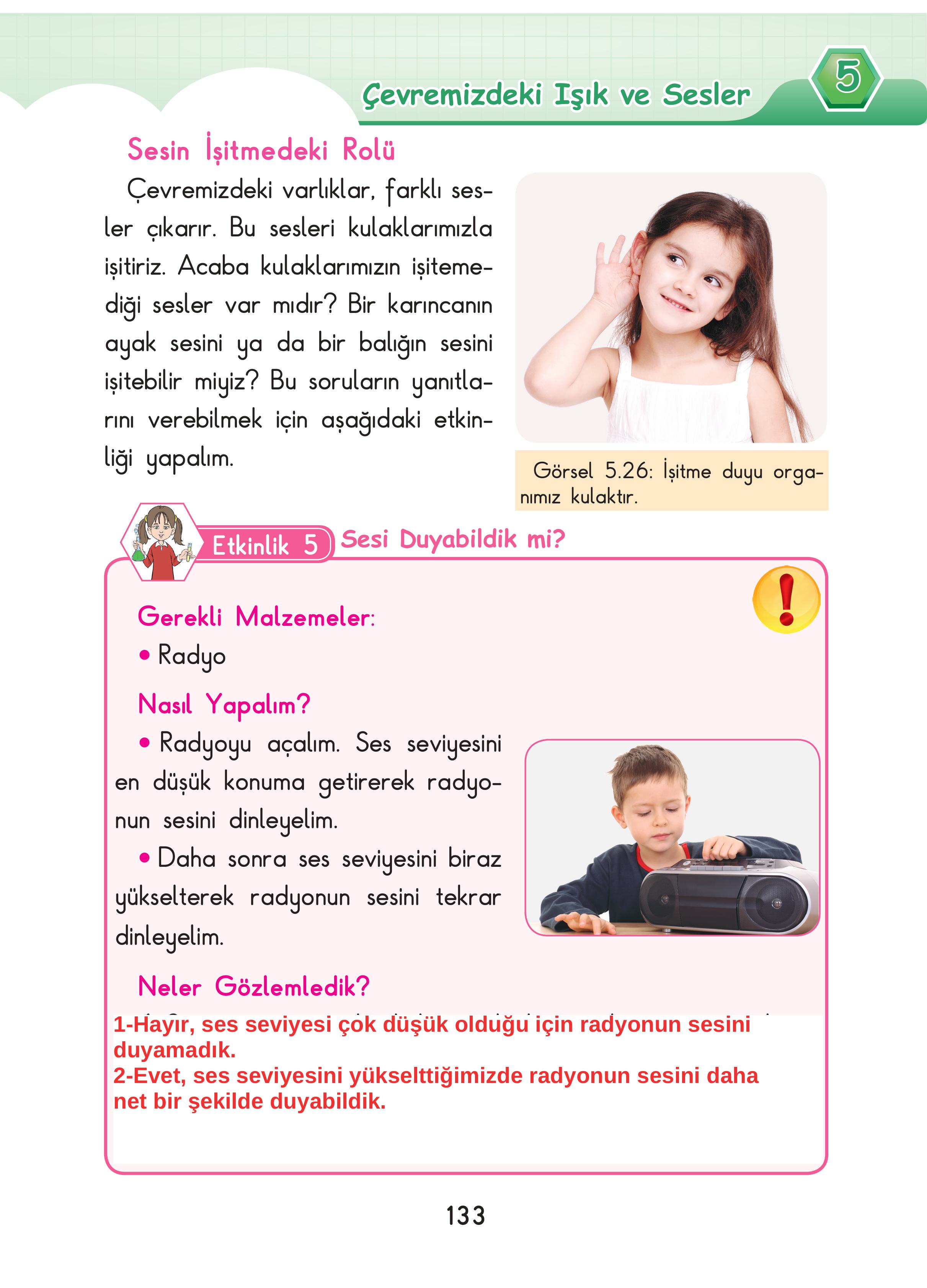 3. Sınıf Sdr Dikey Yayıncılık Fen Bilimleri Ders Kitabı Sayfa 133 Cevapları