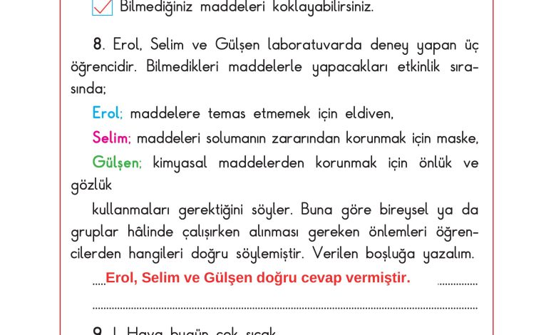 3. Sınıf Sdr Dikey Yayıncılık Fen Bilimleri Ders Kitabı Sayfa 106 Cevapları