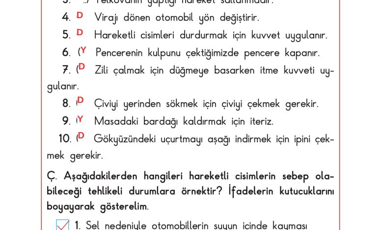 3. Sınıf Sdr Dikey Yayıncılık Fen Bilimleri Ders Kitabı Sayfa 78 Cevapları