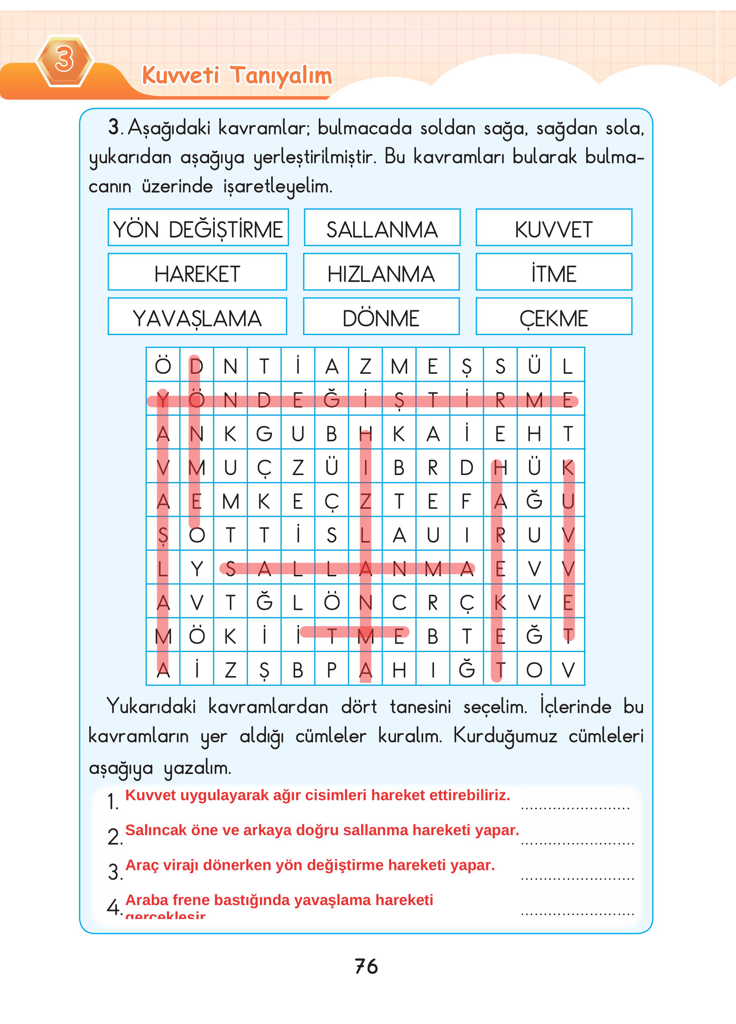 3. Sınıf Sdr Dikey Yayıncılık Fen Bilimleri Ders Kitabı Sayfa 76 Cevapları