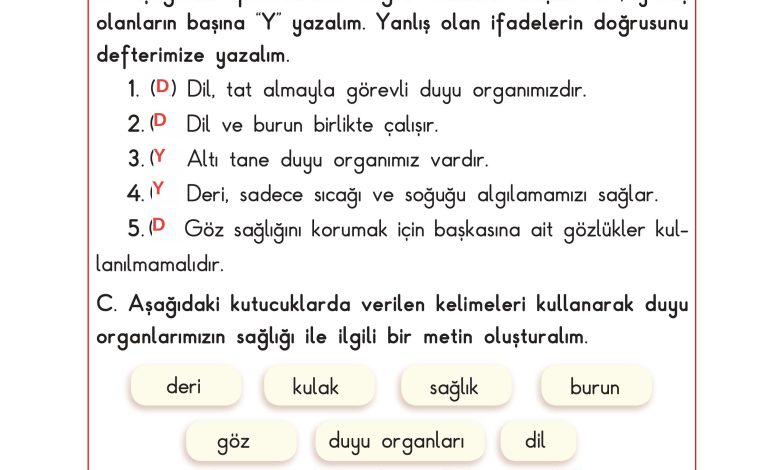 3. Sınıf Sdr Dikey Yayıncılık Fen Bilimleri Ders Kitabı Sayfa 47 Cevapları