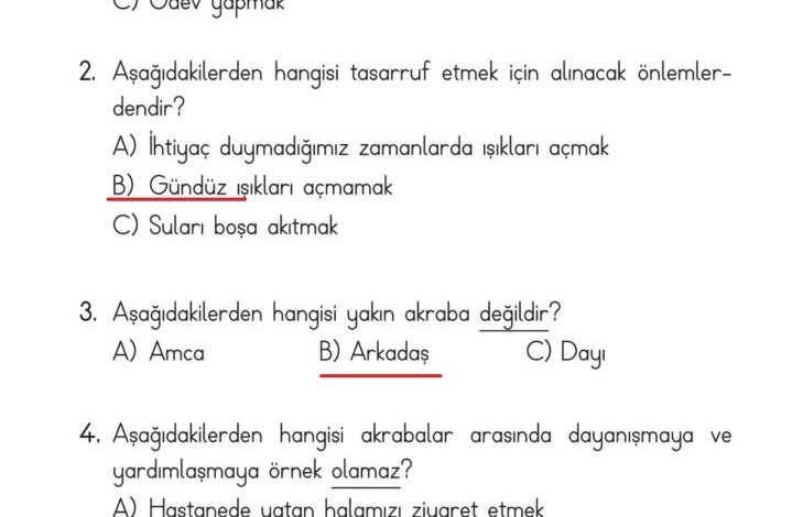 2. Sınıf Hayat Bilgisi Ata Yayıncılık Sayfa 72 Cevapları