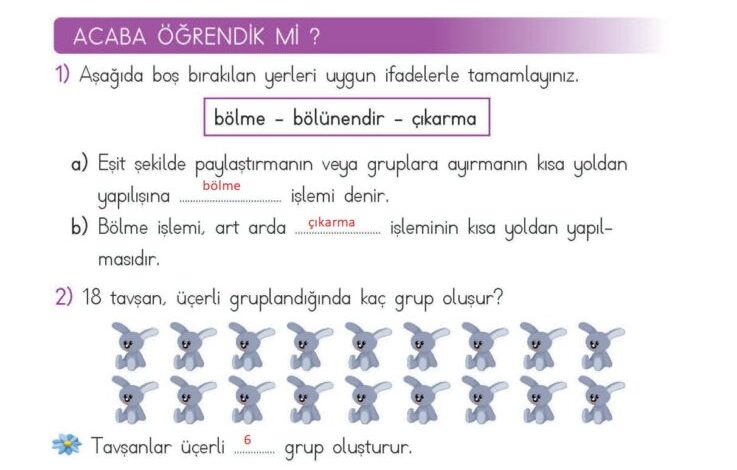 2. Sınıf Matematik Meb Yayınları Sayfa 191 Cevapları