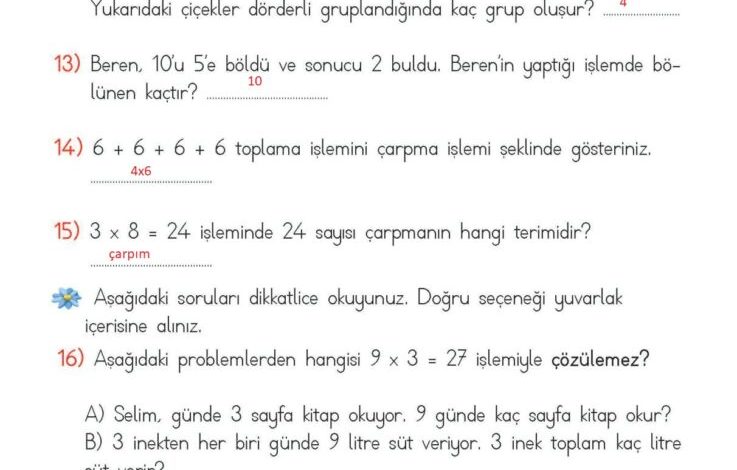 2. Sınıf Matematik Meb Yayınları Sayfa 199 Cevapları