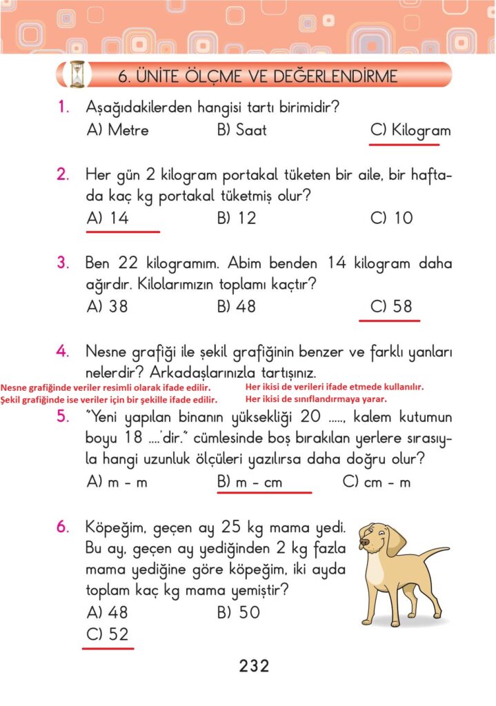 2. Sınıf Matematik Pasifik Yayınları Sayfa 232 Cevapları