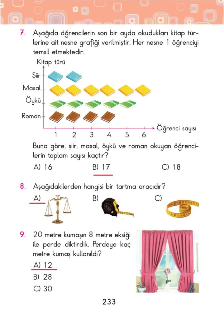 2. Sınıf Matematik Pasifik Yayınları Sayfa 233 Cevapları