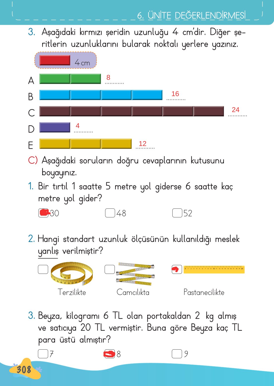 2. Sınıf Meb Yayınları Matematik Ders Kitabı Sayfa 309 Cevapları