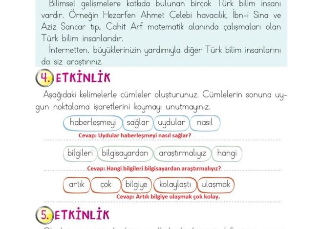 2. Sınıf Türkçe Ada Matbaacılık Yayıncılık Sayfa 159 Cevapları