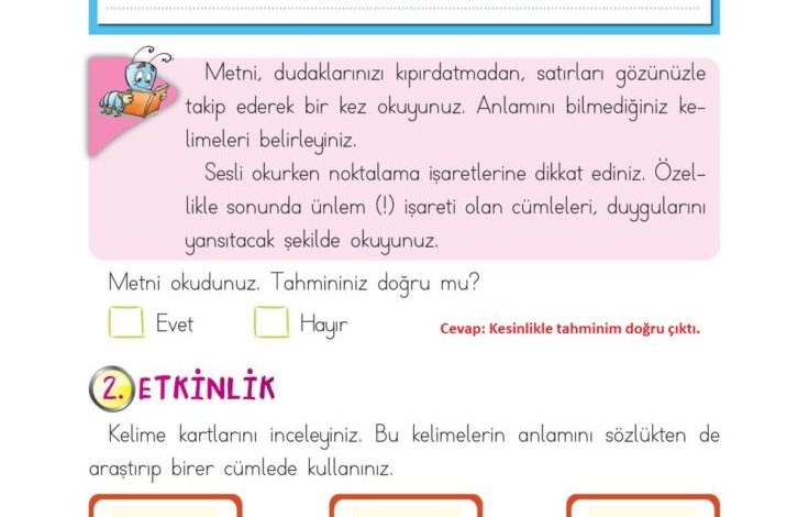 2. Sınıf Türkçe Ada Matbaacılık Yayıncılık Sayfa 208 Cevapları