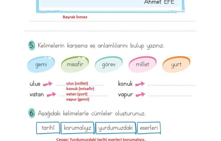 2. Sınıf Türkçe Ada Matbaacılık Yayıncılık Sayfa 70 Cevapları