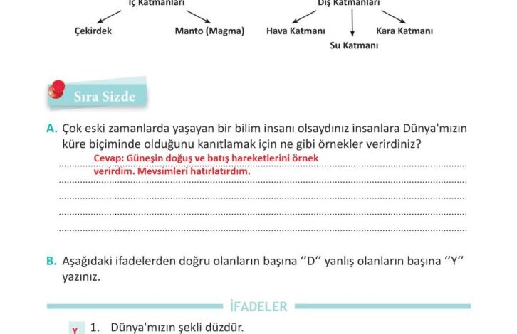 3. Sınıf Fen Bilimleri Meb Yayınları Sayfa 19 Cevapları