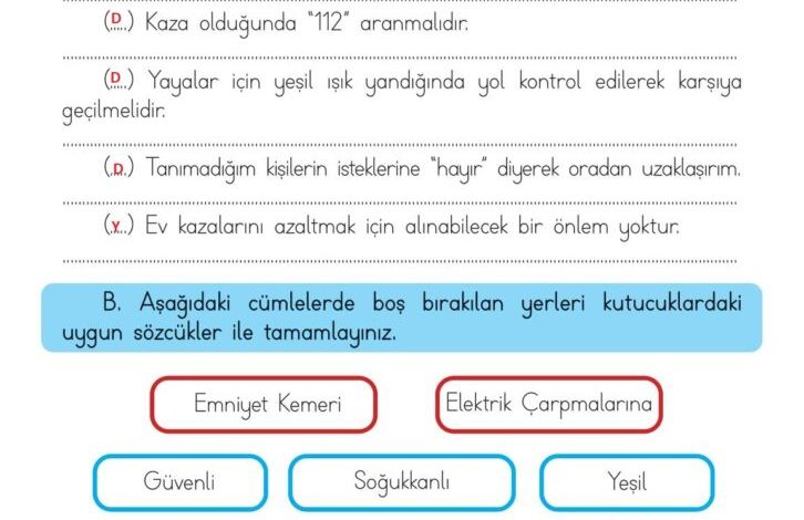 3. Sınıf Hayat Bilgisi Meb Yayınları Sayfa 114 Cevapları