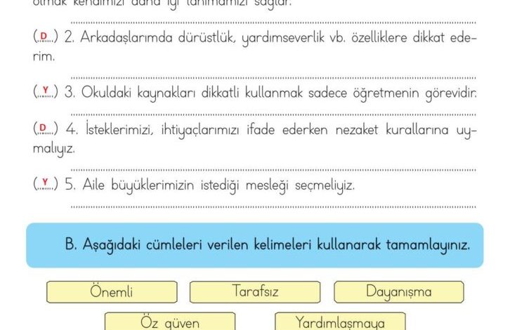 3. Sınıf Hayat Bilgisi Meb Yayınları Sayfa 38 Cevapları