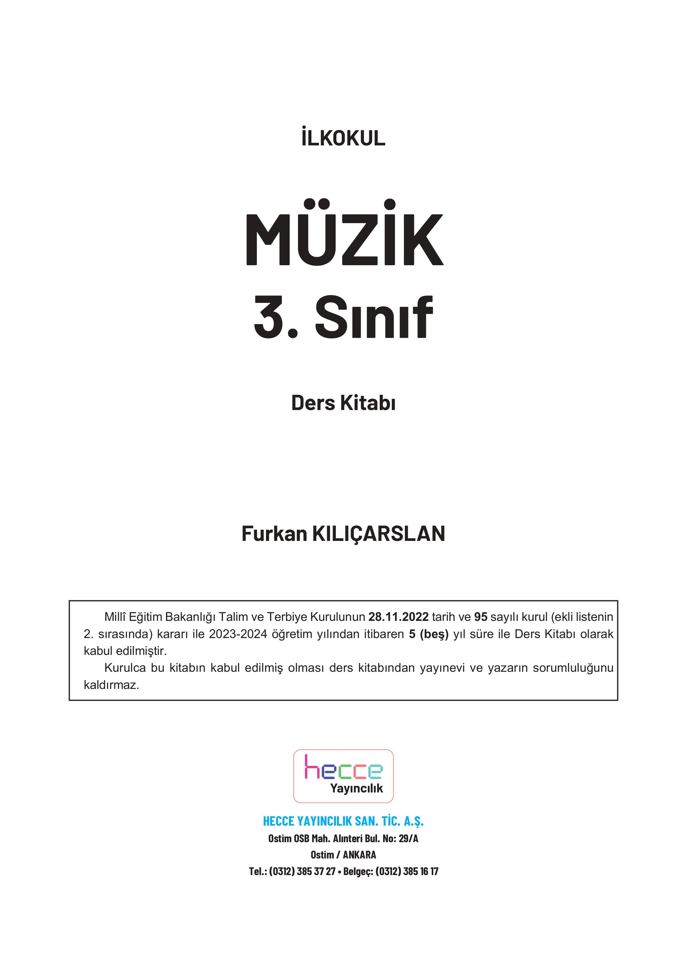 3. Sınıf Hecce Yayıncılık Müzik Ders Kitabı Sayfa 1 Cevapları