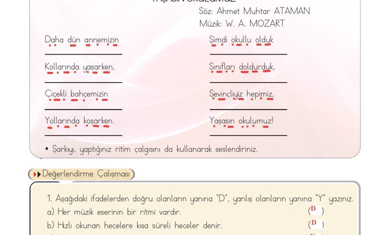 3. Sınıf Hecce Yayıncılık Müzik Ders Kitabı Sayfa 20 Cevapları