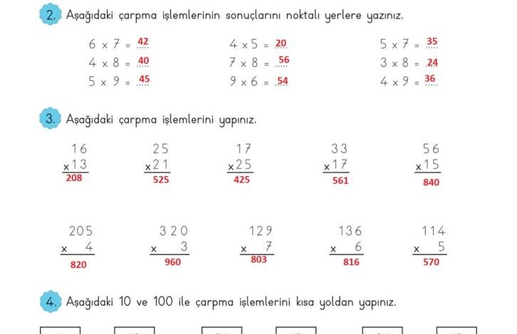 3. Sınıf Matematik Meb Yayınları Sayfa 110 Cevapları