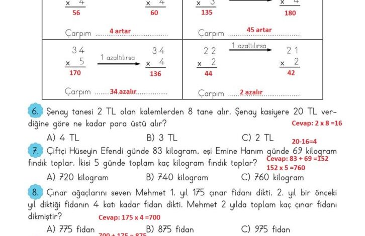 3. Sınıf Matematik Meb Yayınları Sayfa 124 Cevapları