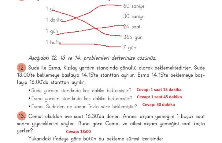 3. Sınıf Matematik Meb Yayınları Sayfa 166 Cevapları