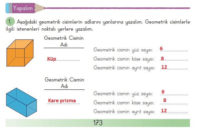 3. Sınıf Matematik Meb Yayınları Sayfa 173 Cevapları