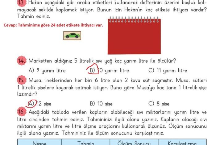 3. Sınıf Matematik Meb Yayınları Sayfa 238 Cevapları