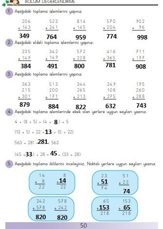 3. Sınıf Matematik Meb Yayınları Sayfa 50 Cevapları