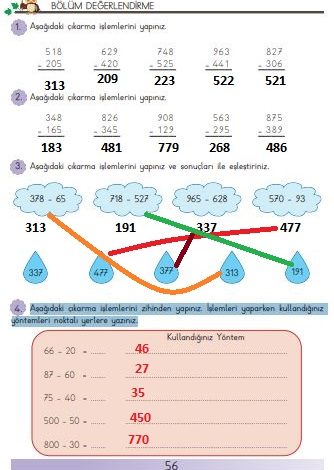 3. Sınıf Matematik Meb Yayınları Sayfa 56 Cevapları