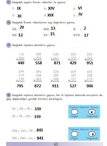 3. Sınıf Matematik Meb Yayınları Sayfa 60 Cevapları