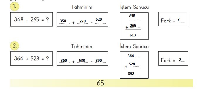 3. Sınıf Matematik Meb Yayınları Sayfa 65 Cevapları