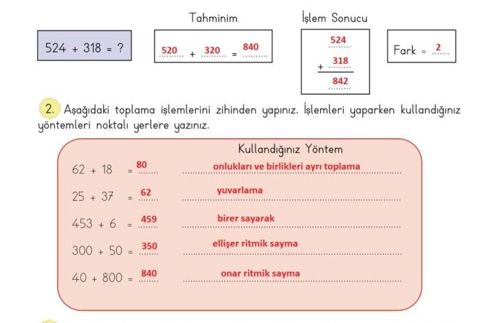 3. Sınıf Matematik Meb Yayınları Sayfa 74 Cevapları