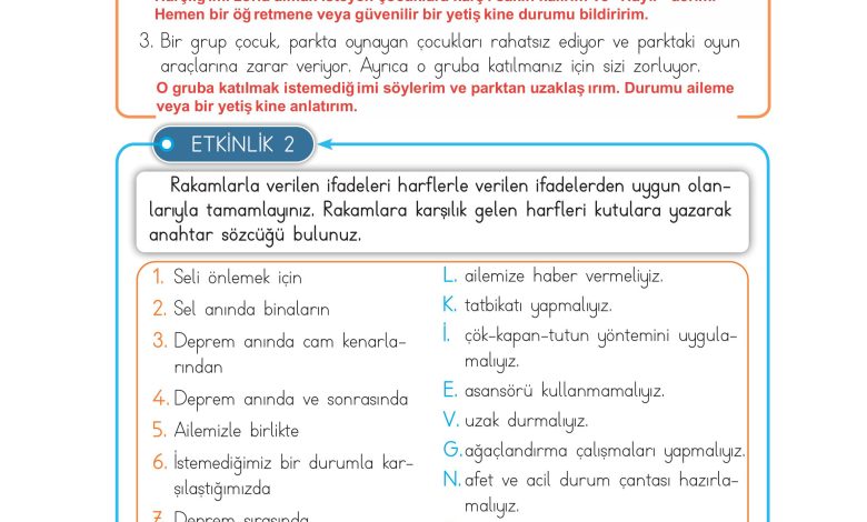 3. Sınıf Meb Yayınları Hayat Bilgisi Ders Kitabı Sayfa 137 Cevapları