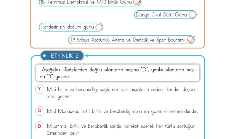 3. Sınıf Meb Yayınları Hayat Bilgisi Ders Kitabı Sayfa 165 Cevapları