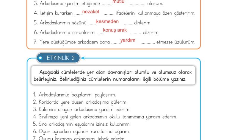 3. Sınıf Meb Yayınları Hayat Bilgisi Ders Kitabı Sayfa 18 Cevapları