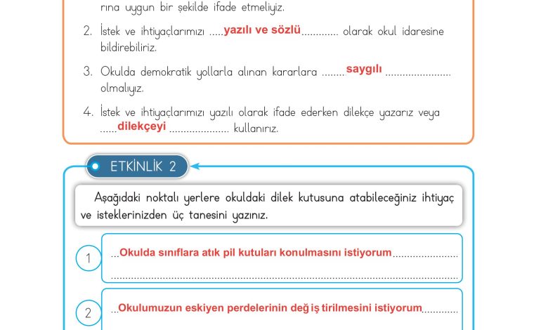 3. Sınıf Meb Yayınları Hayat Bilgisi Ders Kitabı Sayfa 34 Cevapları