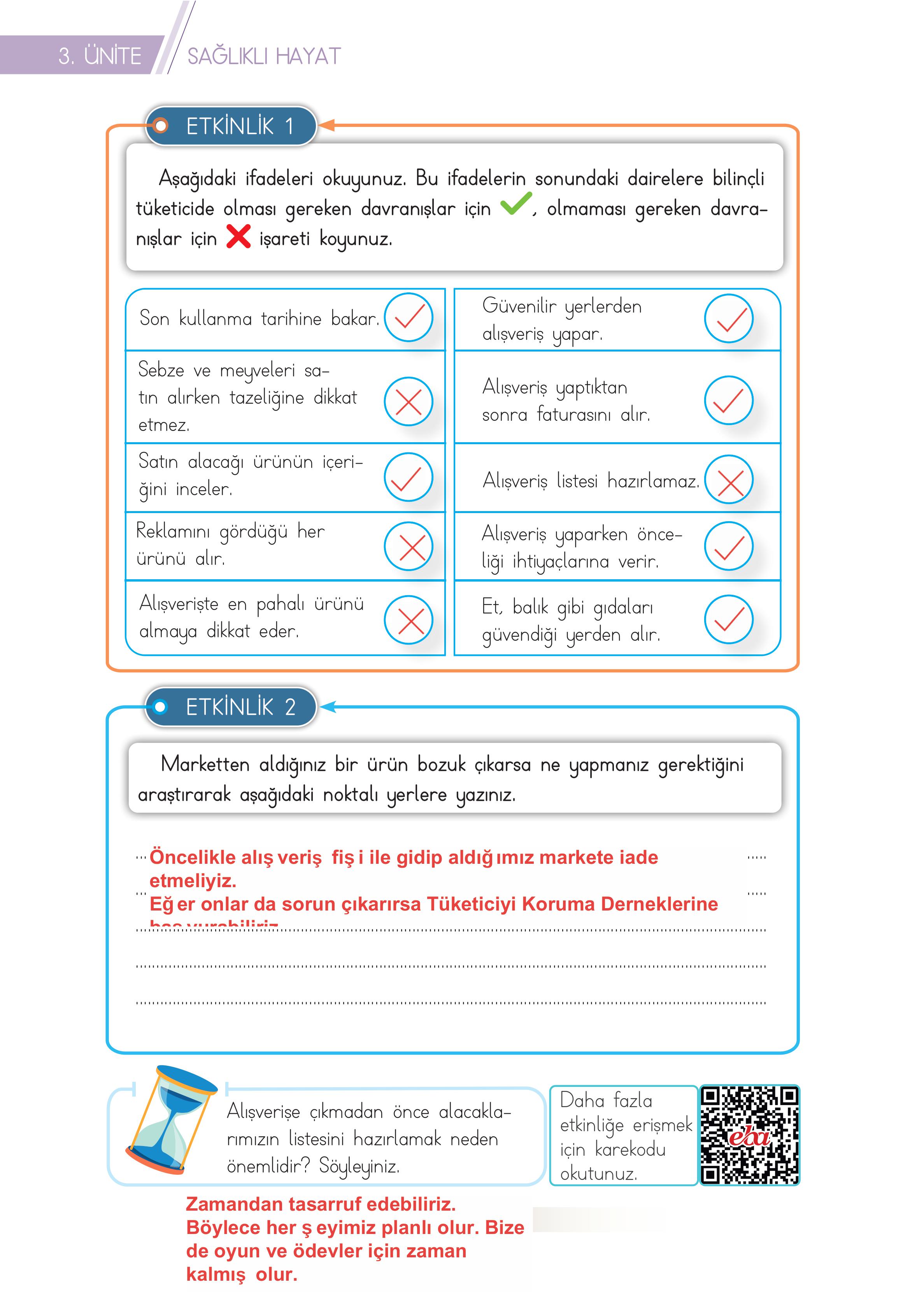 3. Sınıf Meb Yayınları Hayat Bilgisi Ders Kitabı Sayfa 98 Cevapları