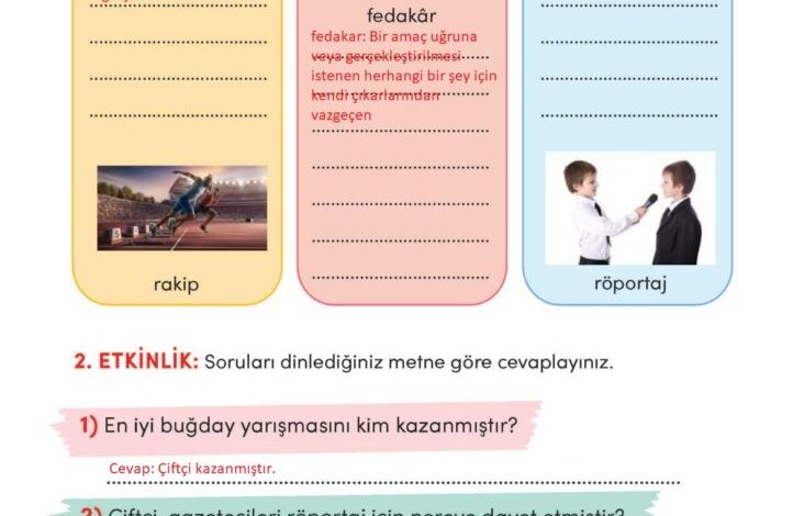 3. Sınıf Türkçe Meb Yayınları Sayfa 100 Cevapları