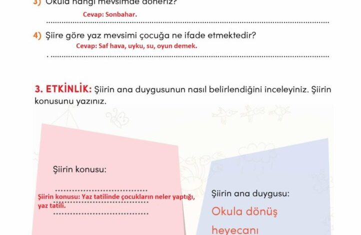 3. Sınıf Türkçe Meb Yayınları Sayfa 14 Cevapları