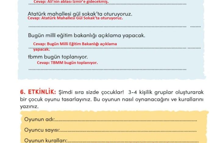 3. Sınıf Türkçe Meb Yayınları Sayfa 216 Cevapları