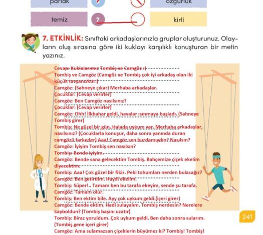 3. Sınıf Türkçe Meb Yayınları Sayfa 241 Cevapları