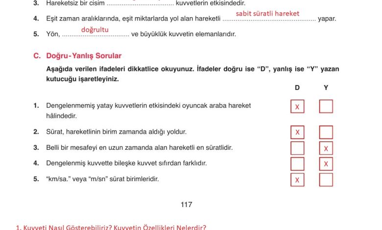 6. Sınıf Gün Yayınları Fen Bilimleri Ders Kitabı Sayfa 117 Cevapları