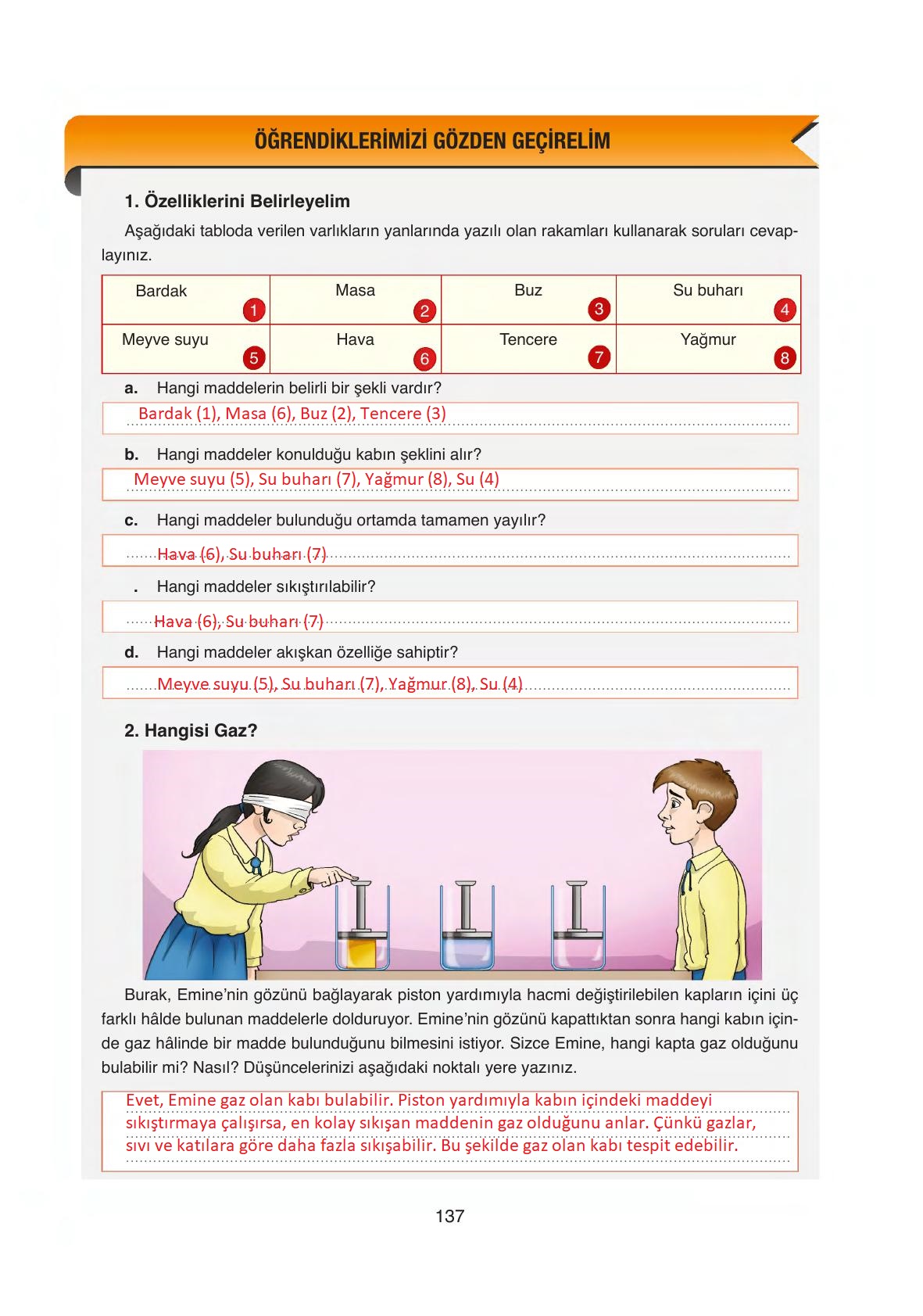 6. Sınıf Gün Yayınları Fen Bilimleri Ders Kitabı Sayfa 137 Cevapları