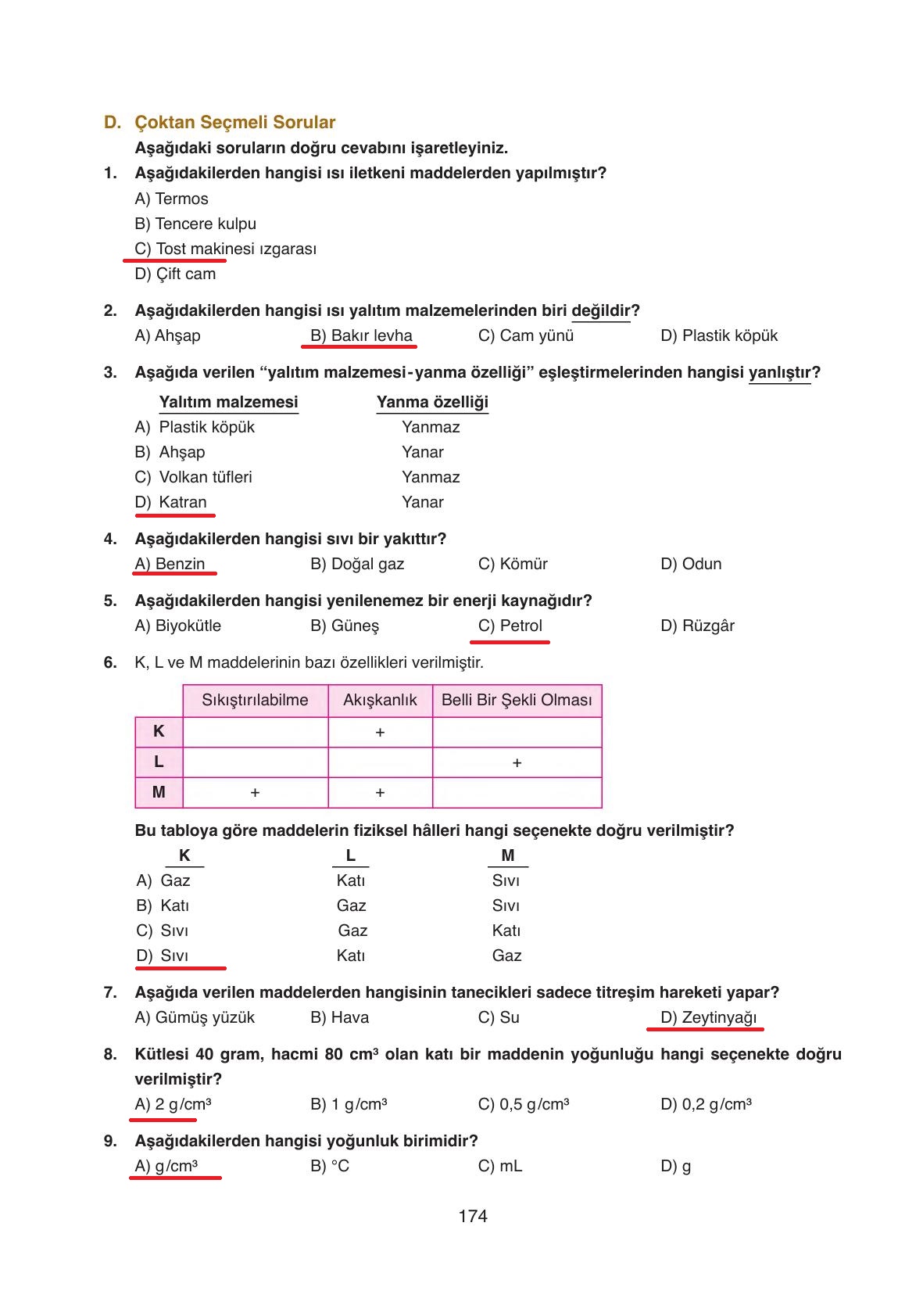 6. Sınıf Gün Yayınları Fen Bilimleri Ders Kitabı Sayfa 174 Cevapları