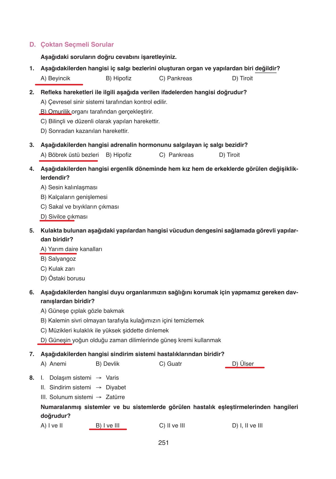 6. Sınıf Gün Yayınları Fen Bilimleri Ders Kitabı Sayfa 251 Cevapları